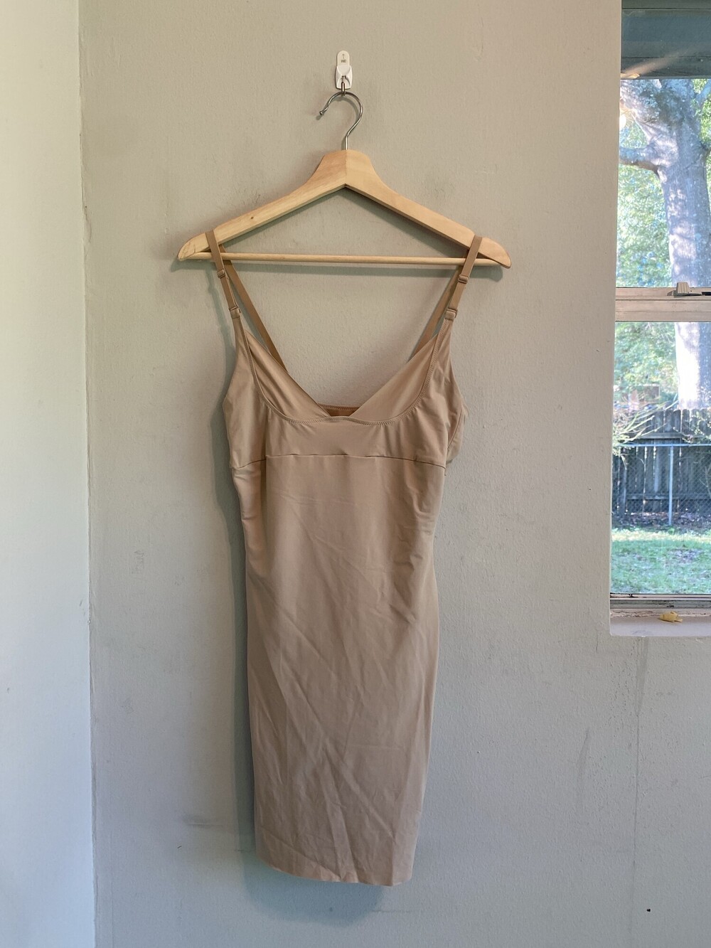 Maidenform Shapewear Body Suit Slip Dress Adjustable Straps Tan XL